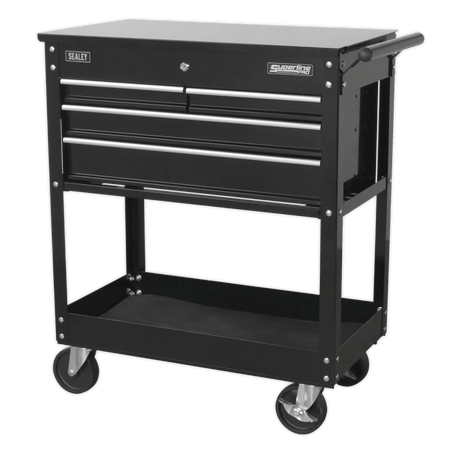 Sealey Heavy-Duty Mobile Tool & Parts Trolley with 4 Drawers & Lockable Top - Black Model No- AP850MB