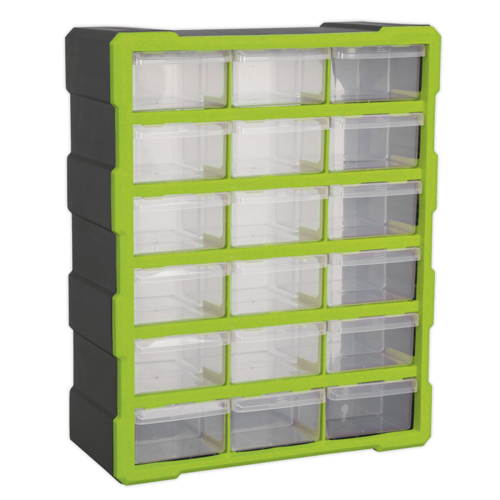 Sealey Cabinet Box 18 Drawer - Hi-Vis Green/Black Model No- APDC18HV