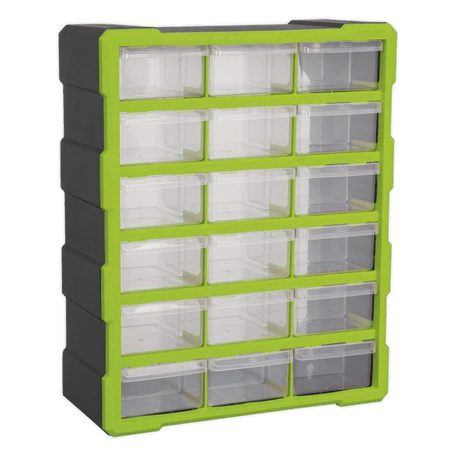 Sealey Cabinet Box 18 Drawer - Hi-Vis Green/Black Model No- APDC18HV