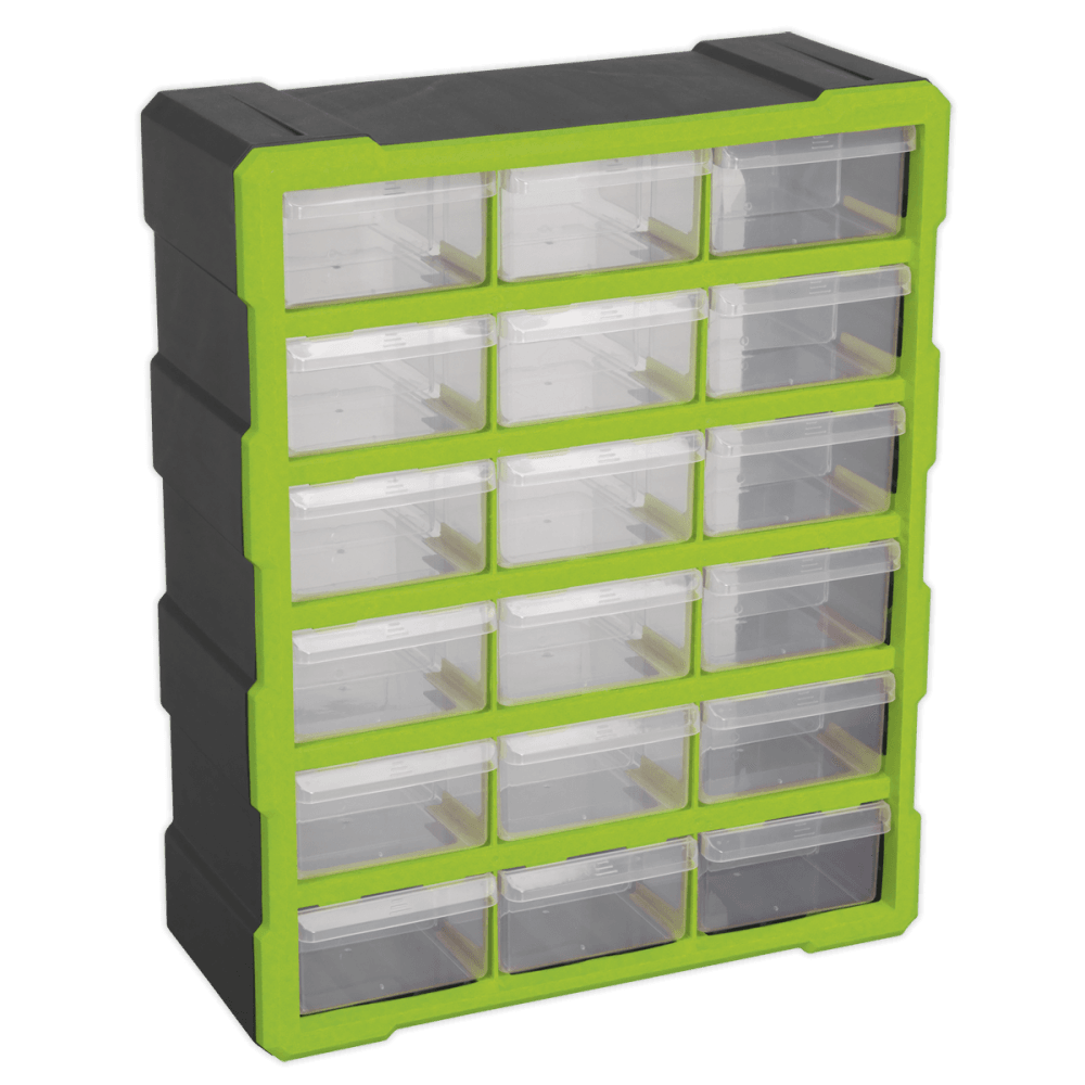 Sealey Cabinet Box 18 Drawer - Hi-Vis Green/Black Model No- APDC18HV