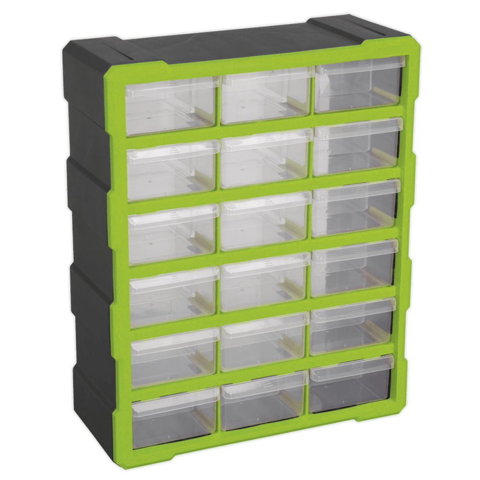 Sealey Cabinet Box 18 Drawer - Hi-Vis Green/Black Model No- APDC18HV