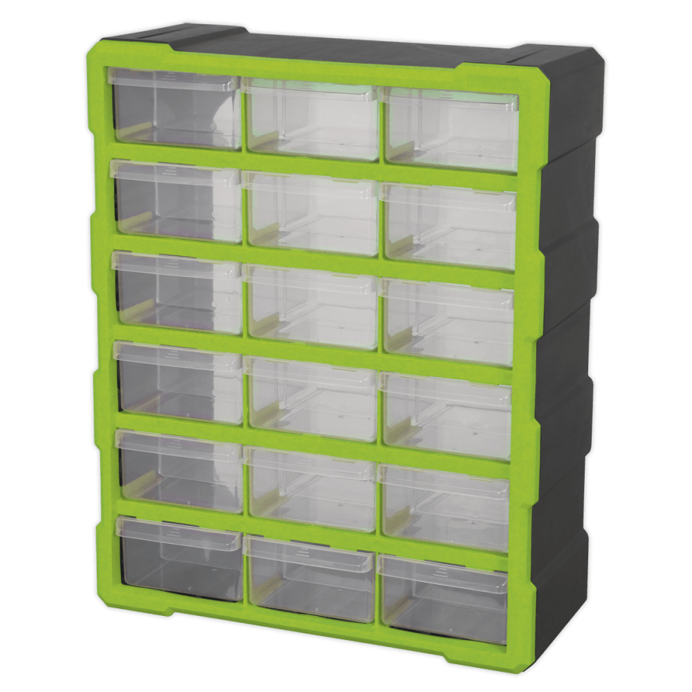 Sealey Cabinet Box 18 Drawer - Hi-Vis Green/Black Model No- APDC18HV
