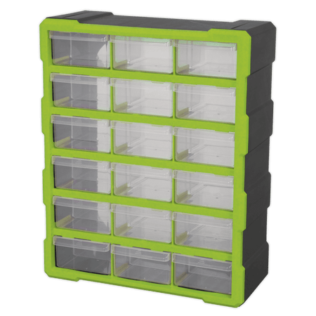 Sealey Cabinet Box 18 Drawer - Hi-Vis Green/Black Model No- APDC18HV