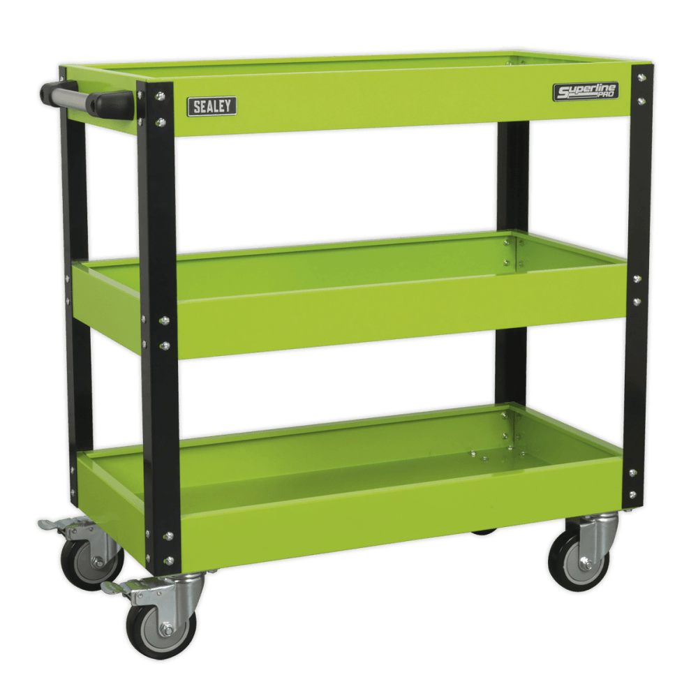 Sealey Workshop Trolley 3-Level Heavy-Duty - Hi-Vis Green Model No- CX110HV