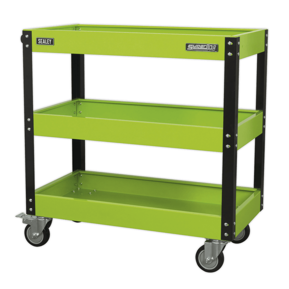 Sealey Workshop Trolley 3-Level Heavy-Duty - Hi-Vis Green Model No- CX110HV