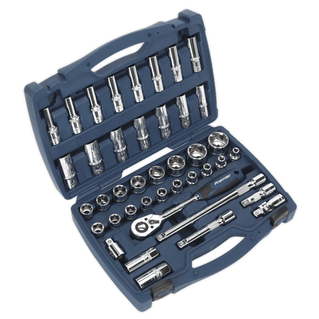 Sealey Socket Set 41pc 1/2"Sq Drive 6pt WallDrive, Metric Model No- AK8993