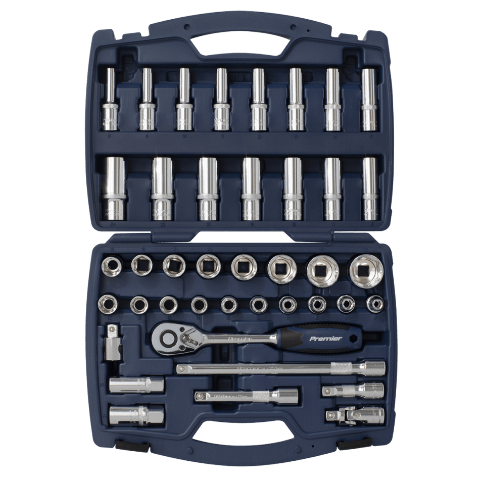 Sealey Socket Set 41pc 1/2"Sq Drive 6pt WallDrive, Metric Model No- AK8993