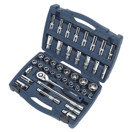 Sealey Socket Set 41pc 1/2"Sq Drive 6pt WallDrive, Metric Model No- AK8993