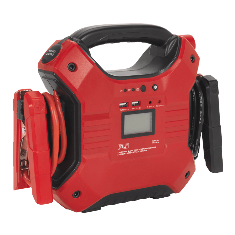Sealey Jump Starter Power Pack Lithium Iron Phosphate (LiFePo4) 12/24V 1200/600 Peak Amps Model No- SL32S