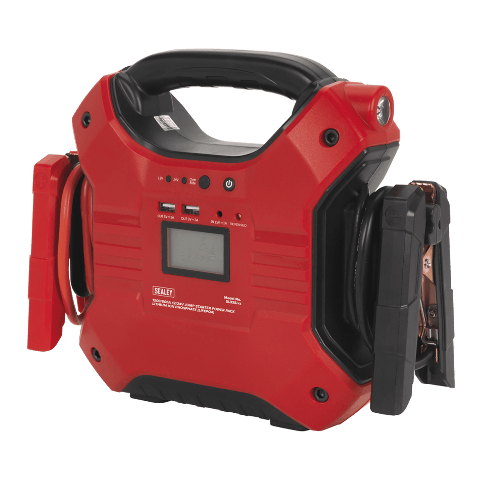 Sealey Jump Starter Power Pack Lithium Iron Phosphate (LiFePo4) 12/24V 1200/600 Peak Amps Model No- SL32S
