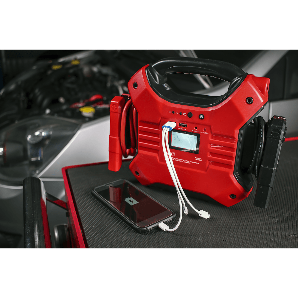 Sealey Jump Starter Power Pack Lithium Iron Phosphate (LiFePo4) 12/24V 1200/600 Peak Amps Model No- SL32S