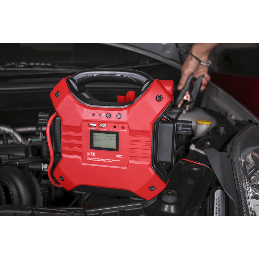 Sealey Jump Starter Power Pack Lithium Iron Phosphate (LiFePo4) 12/24V 1200/600 Peak Amps Model No- SL32S