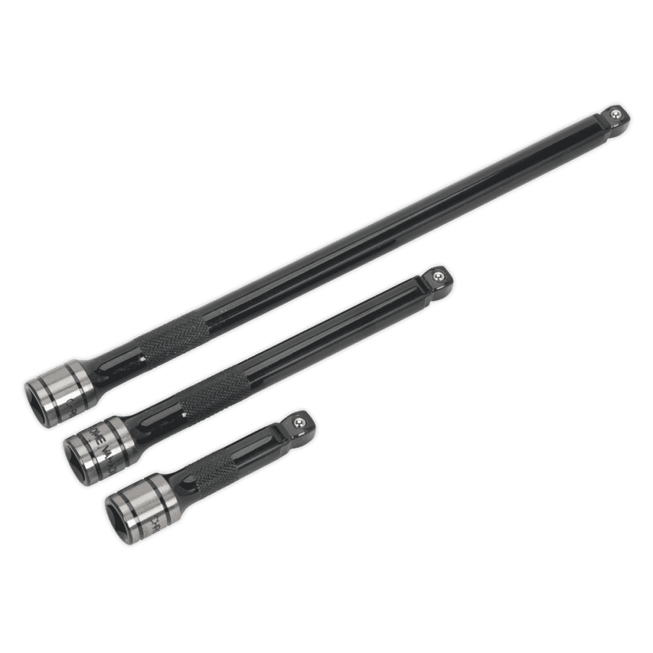 Sealey Wobble/Rigid Extension Bar Set 3pc 3/8"Sq Drive Black Series Model No- AK7691