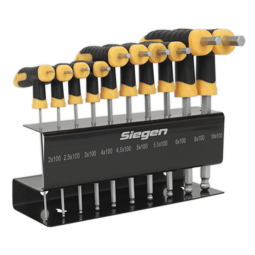 Siegen Ball-End Hex Key Set 10pc T-Handle Metric Model No- S01150