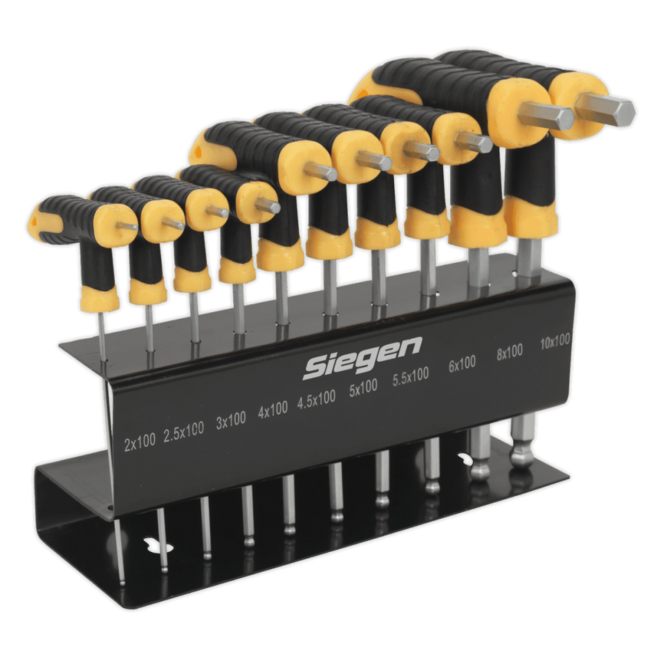 Siegen Ball-End Hex Key Set 10pc T-Handle Metric Model No- S01150