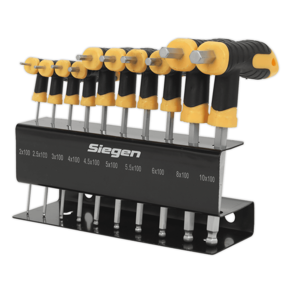 Siegen Ball-End Hex Key Set 10pc T-Handle Metric Model No- S01150