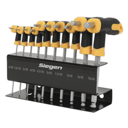 Siegen Ball-End Hex Key Set 10pc T-Handle Metric Model No- S01150