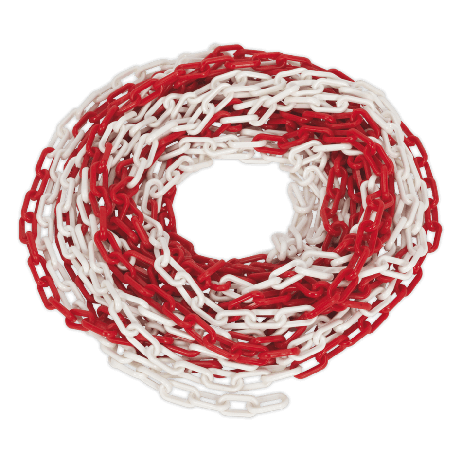 Sealey Safety Chain Red/White 25mtr x 6mm Model No- HSC25M