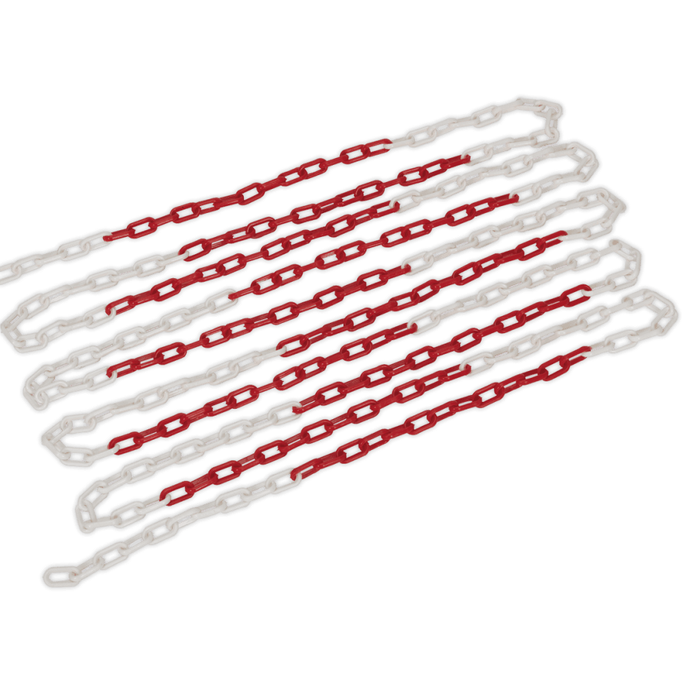 Sealey Safety Chain Red/White 25mtr x 6mm Model No- HSC25M