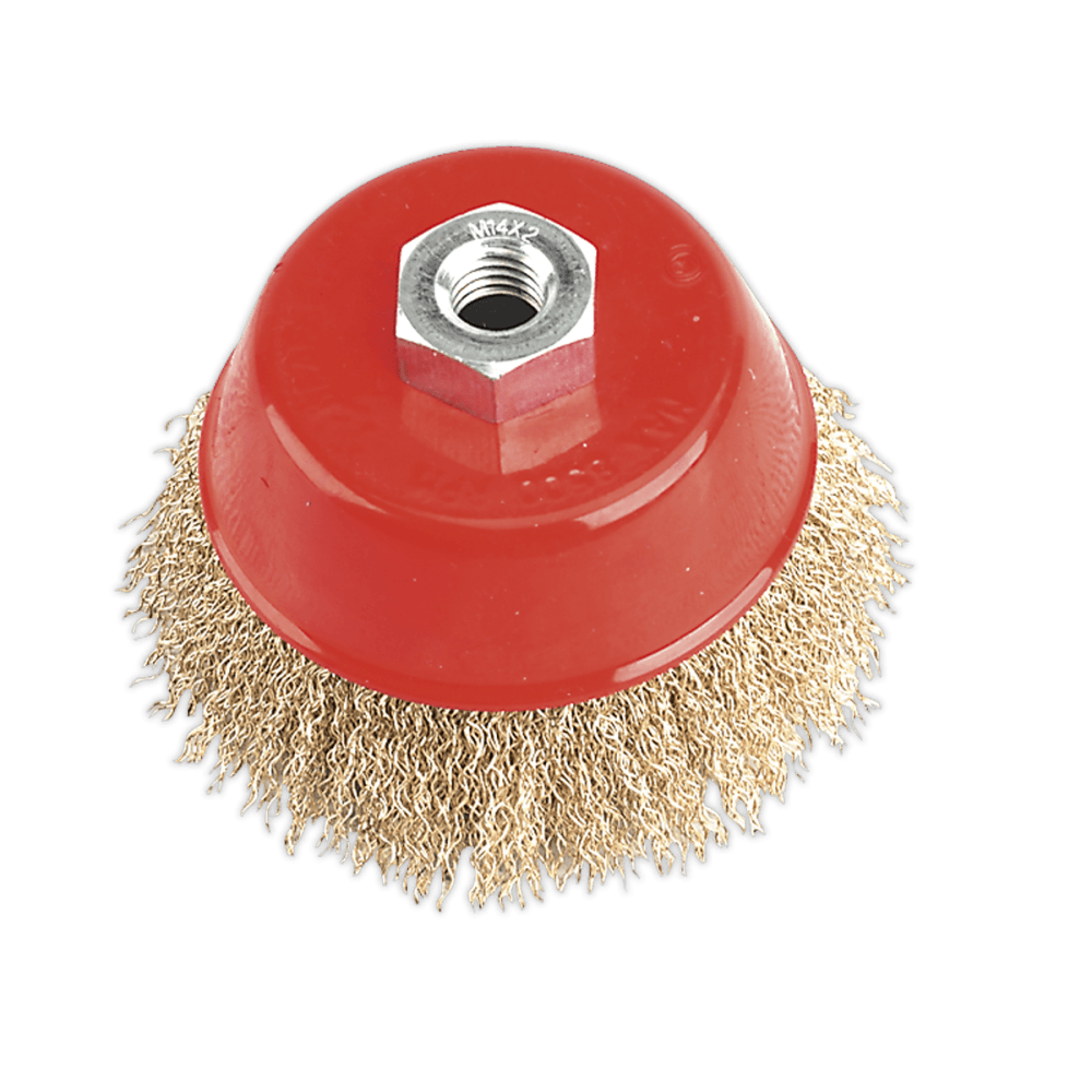 Sealey Brassed Steel Cup Brush 100mm M14 x 2mm Model No-CBC100