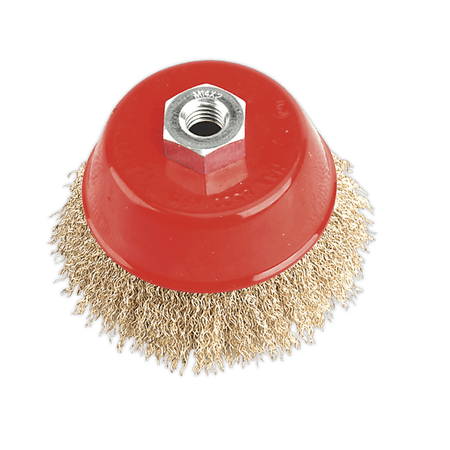 Sealey Brassed Steel Cup Brush 100mm M14 x 2mm Model No-CBC100