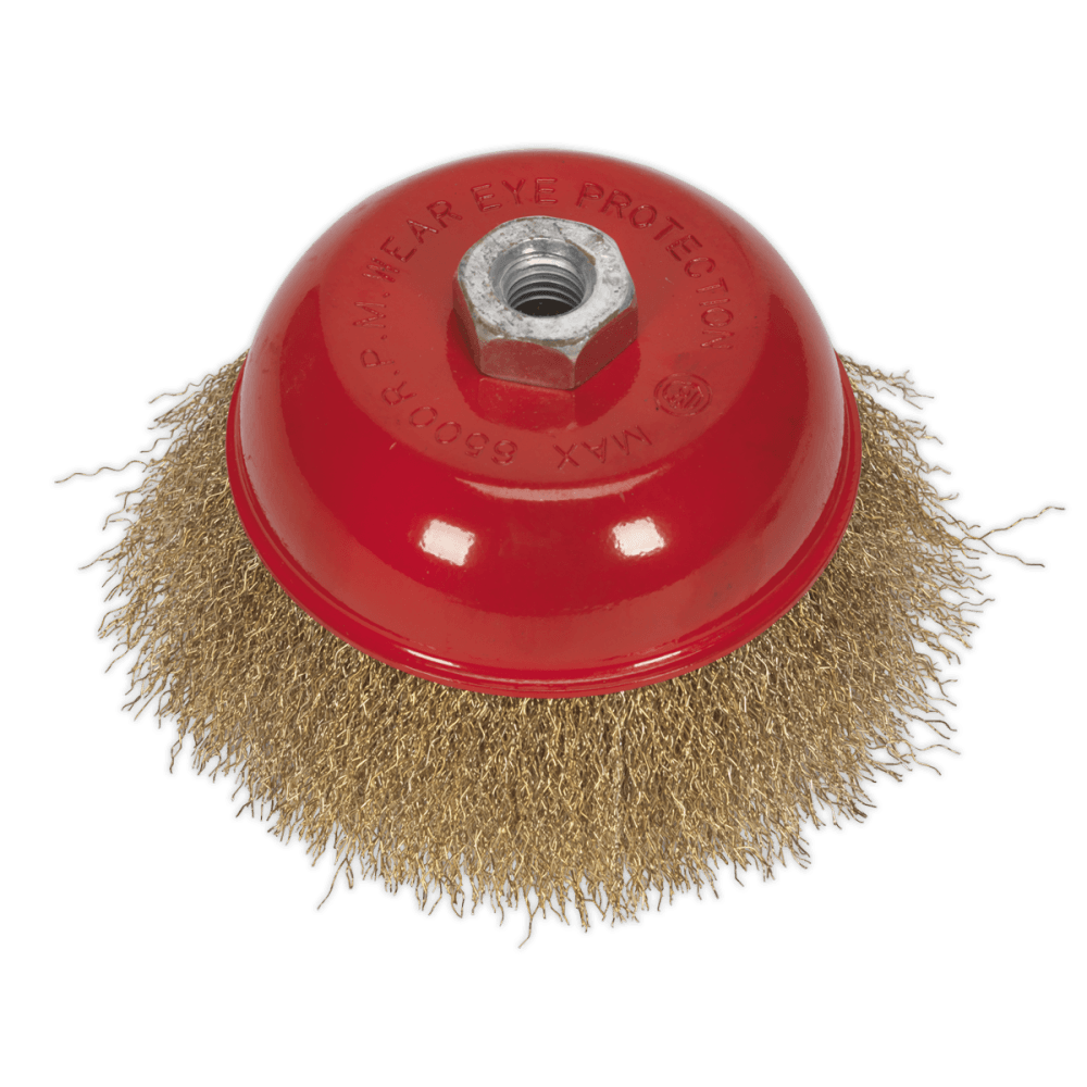 Sealey Brassed Steel Cup Brush 125mm M14 x 2mm Model No-CBC125