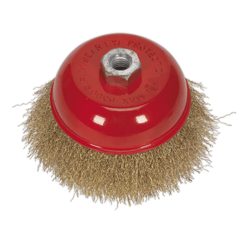 Sealey Brassed Steel Cup Brush 125mm M14 x 2mm Model No-CBC125