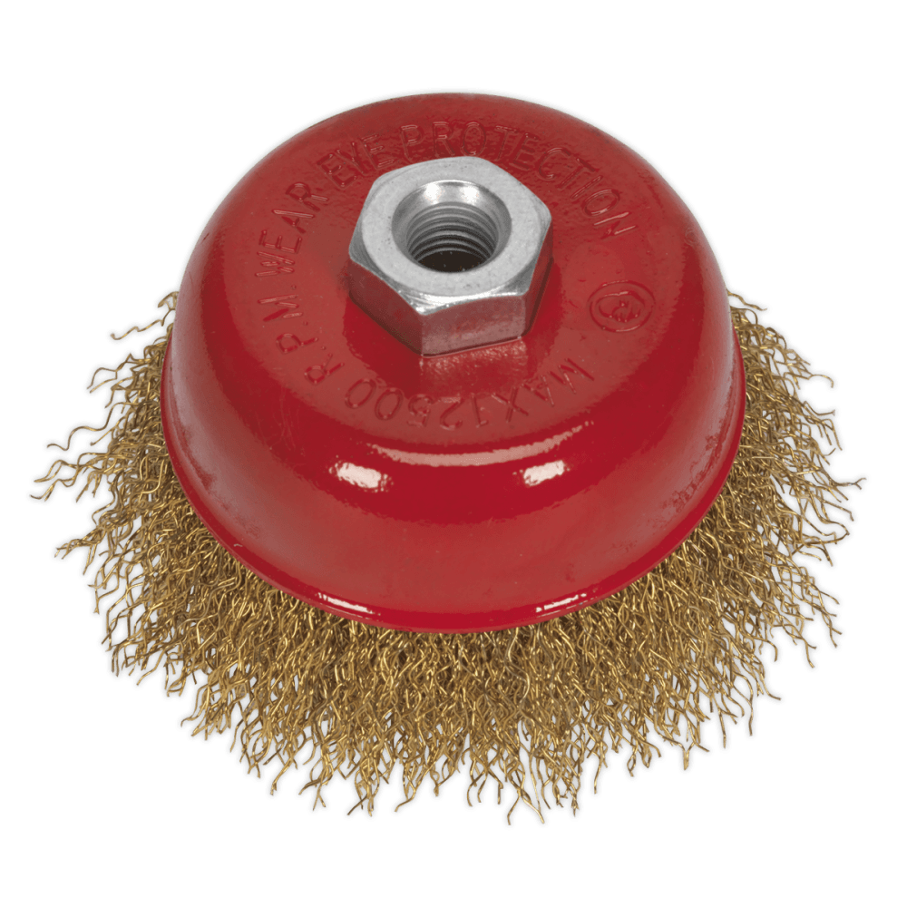 Sealey Brassed Steel Cup Brush 75mm M10 x 1.5mm Model No-CBC75