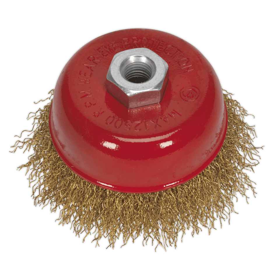 Sealey Brassed Steel Cup Brush 75mm M10 x 1.5mm Model No-CBC75