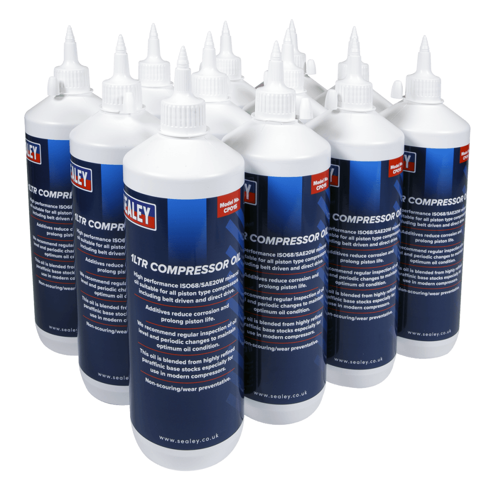Sealey Compressor Oil 1ltr Pack of 12 Model No-CPO/1