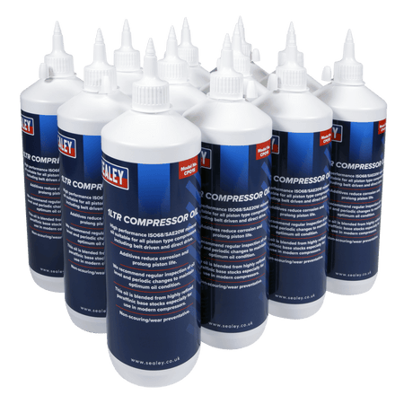 Sealey Compressor Oil 1ltr Pack of 12 Model No-CPO/1