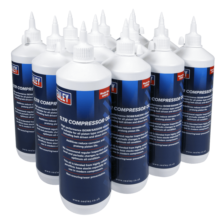 Sealey Compressor Oil 1ltr Pack of 12 Model No-CPO/1