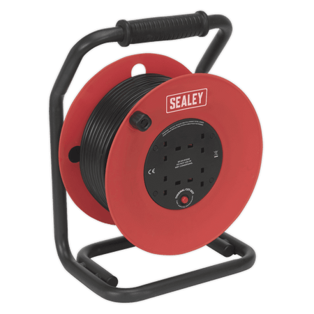 Sealey Cable Reel 50mtr 4 x 230V 1.5mm Heavy-Duty Thermal Trip Model No-CR50/1.5