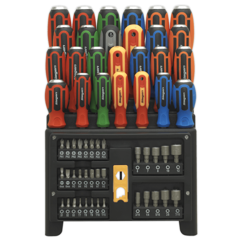 Siegen Hammer-Thru Screwdriver, Bit & Nut Driver Set 61pc Model No- S01153