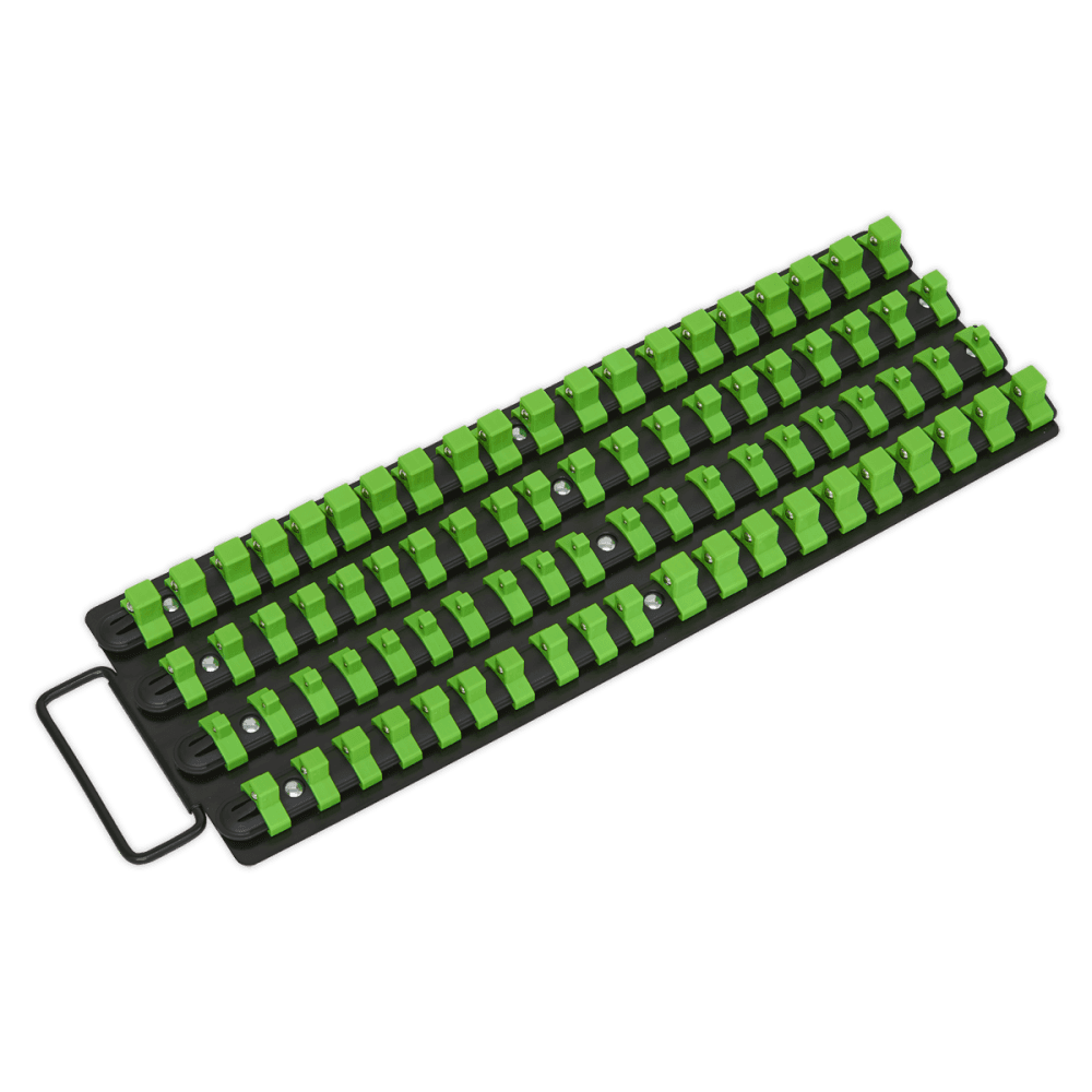 Sealey Socket Rail Tray Hi-Vis Green 1/4", 3/8" & 1/2"Sq Drive Model No- AK27051HV