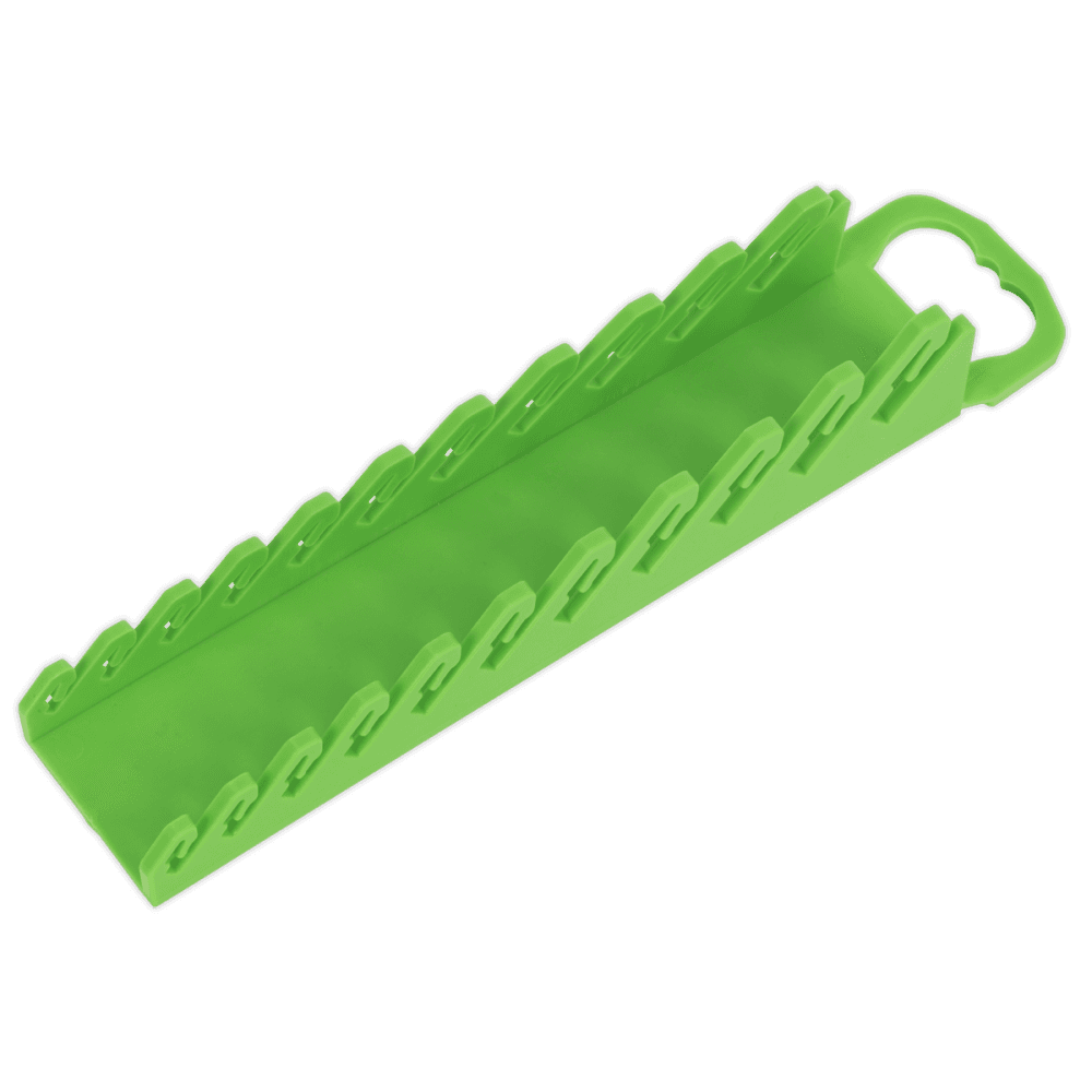 Sealey Spanner Rack Capacity 10 Stubby Spanners Hi-Vis Green Model No- WR10HV