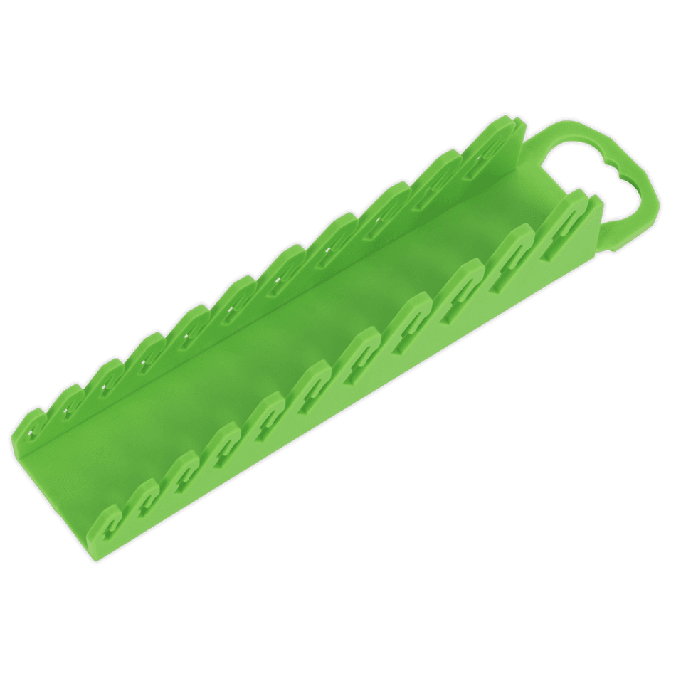 Sealey Spanner Rack Capacity 10 Stubby Spanners Hi-Vis Green Model No- WR10HV