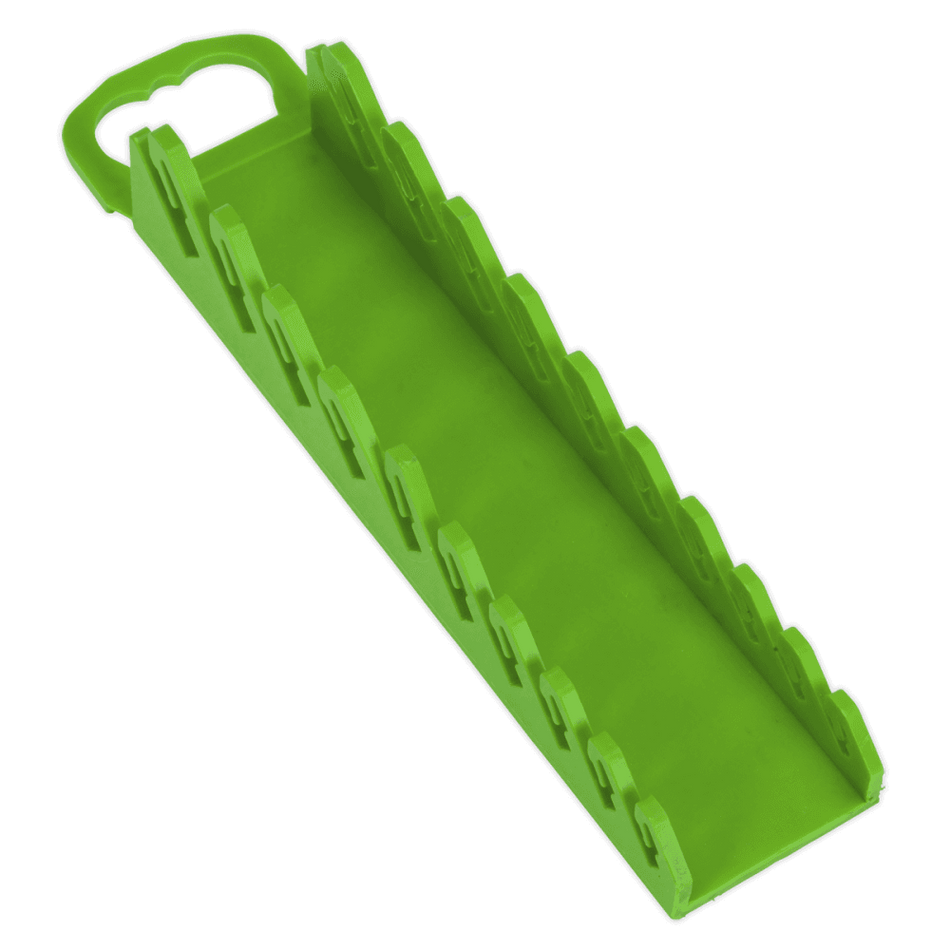 Sealey Spanner Rack Capacity 10 Stubby Spanners Hi-Vis Green Model No- WR10HV