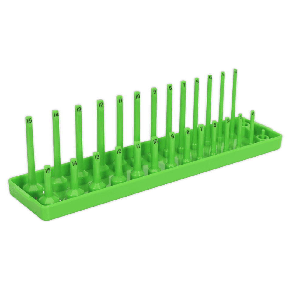 Sealey Socket Holder 1/4"Sq Drive 4-15mm Hi-Vis Green Model No- SH1414HV