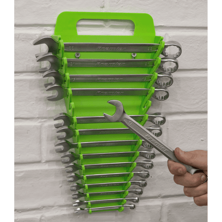 Sealey Spanner Rack Capacity 15 Spanners Hi-Vis Green Model No- WR08HV
