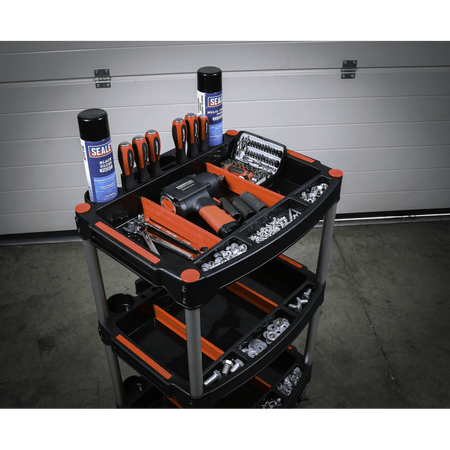 Sealey Workshop Trolley 3-Level Composite with Parts Storage Model No- CX313