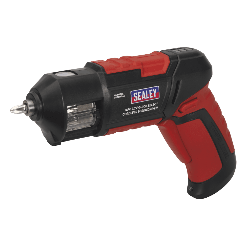Sealey Cordless Screwdriver Quick Select 14pc 3.7V Lithium-ion USB Model No- CP36MS