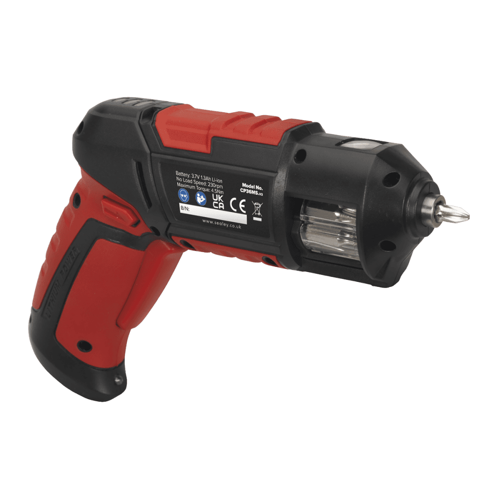 Sealey Cordless Screwdriver Quick Select 14pc 3.7V Lithium-ion USB Model No- CP36MS