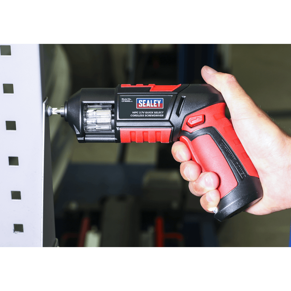 Sealey Cordless Screwdriver Quick Select 14pc 3.7V Lithium-ion USB Model No- CP36MS