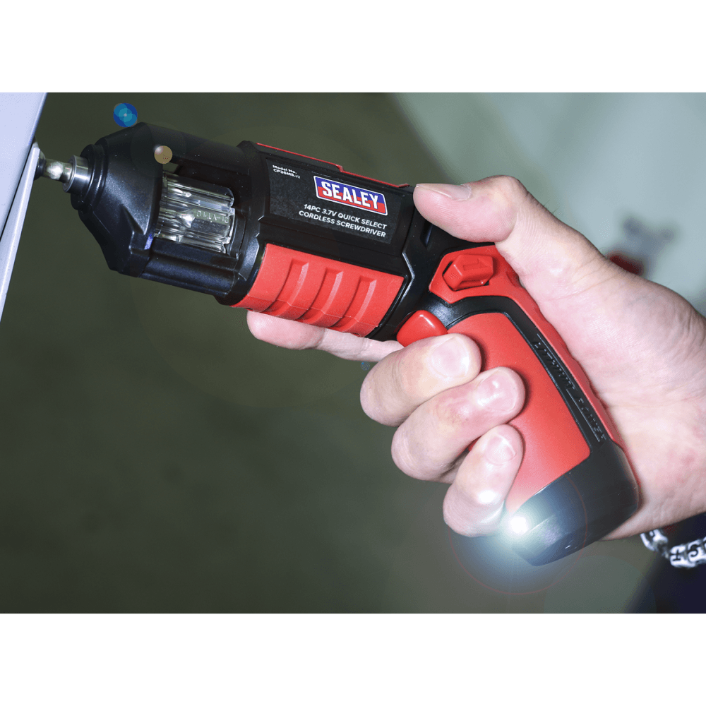 Sealey Cordless Screwdriver Quick Select 14pc 3.7V Lithium-ion USB Model No- CP36MS