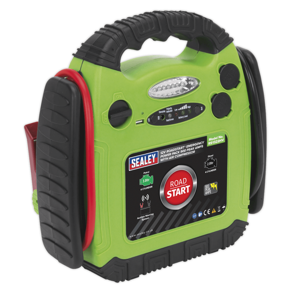 Sealey RoadStart, Emergency Power Pack with Air Compressor 12V 900 Peak Amps Model No- 22642