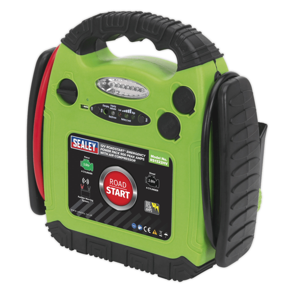 Sealey RoadStart, Emergency Power Pack with Air Compressor 12V 900 Peak Amps Model No- 22642