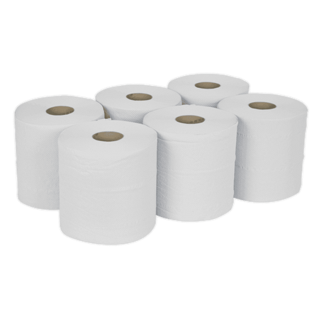 Sealey Paper Roll White 2-Ply Embossed 150mtr Pack of 6 Model No-WHT150