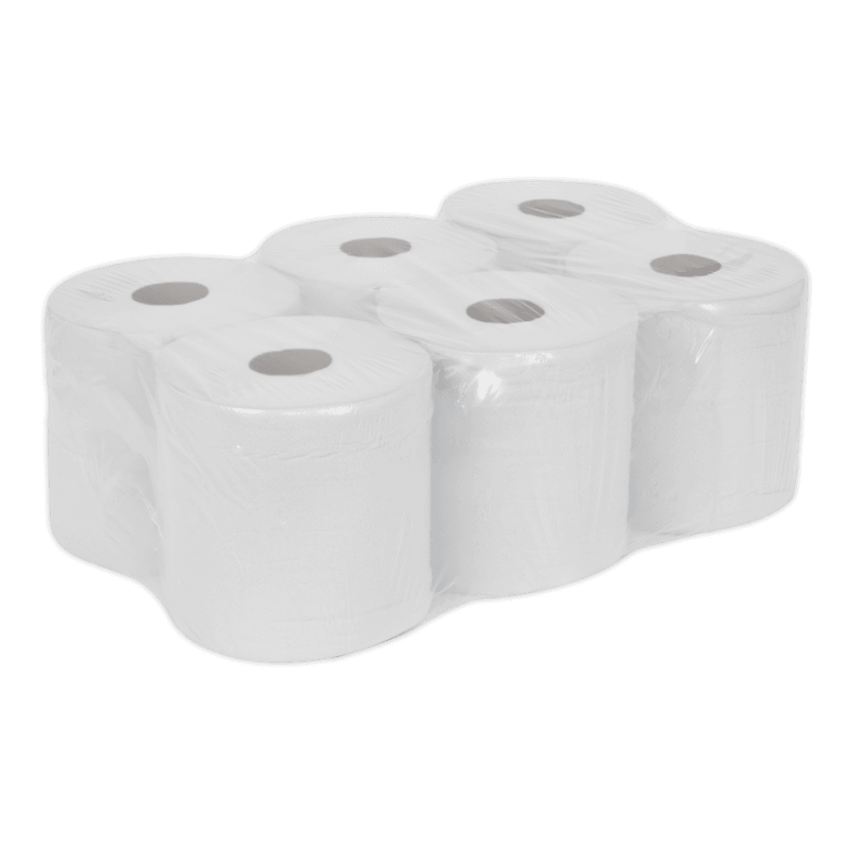 Sealey Paper Roll White 2-Ply Embossed 150mtr Pack of 6 Model No-WHT150