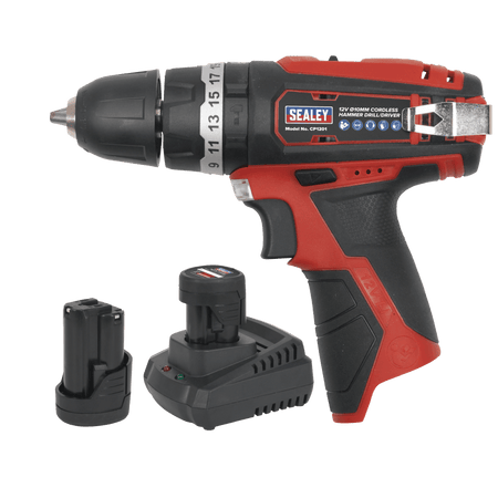 Sealey Hammer Drill/Driver Kit 10mm 12V Li-ion - 2 Batteries Model No-CP1201KIT